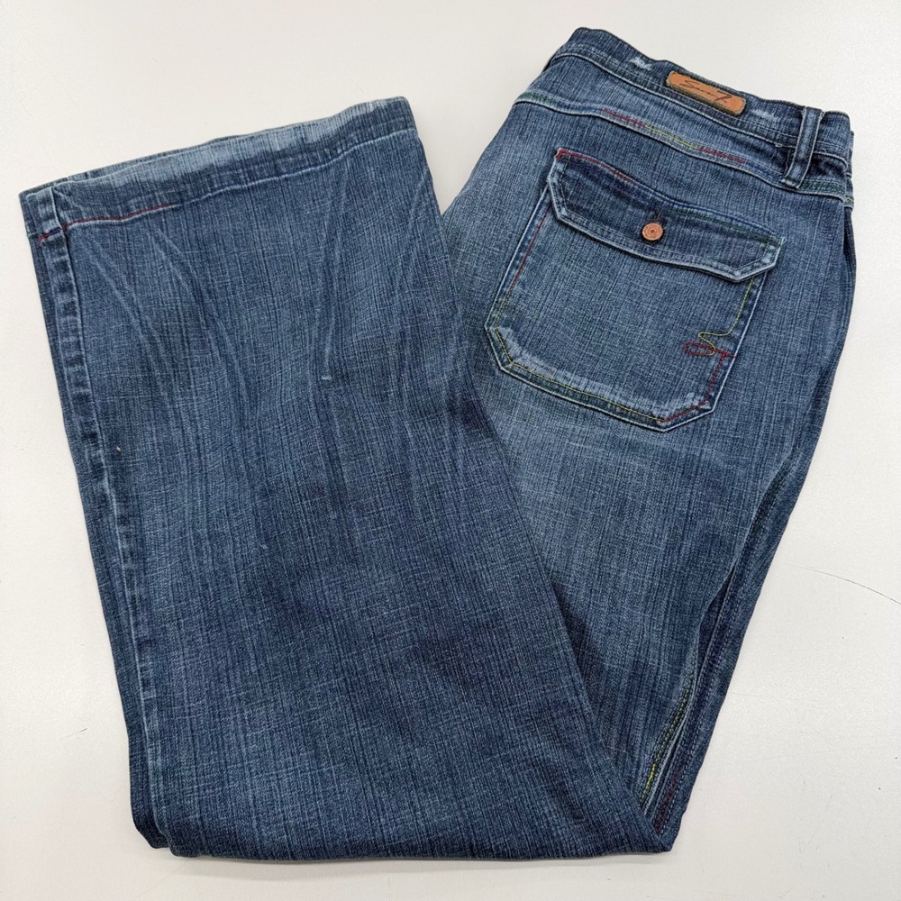 Seven7 Premium Denim Womens 40 x 30 Wide Leg Trouser Jeans Medium Multi Stitch